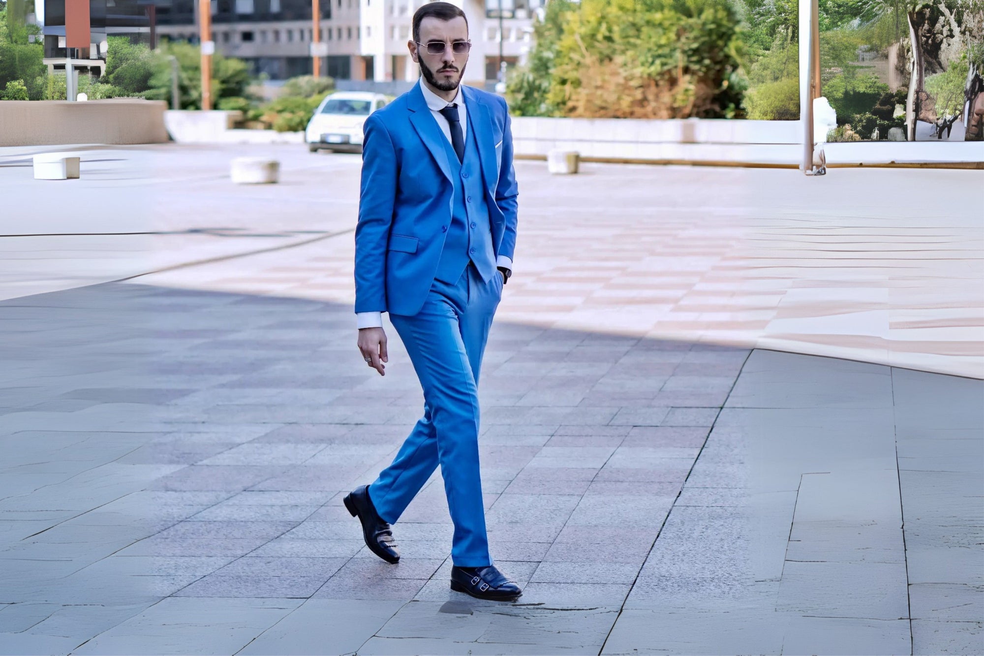 men blue loafers