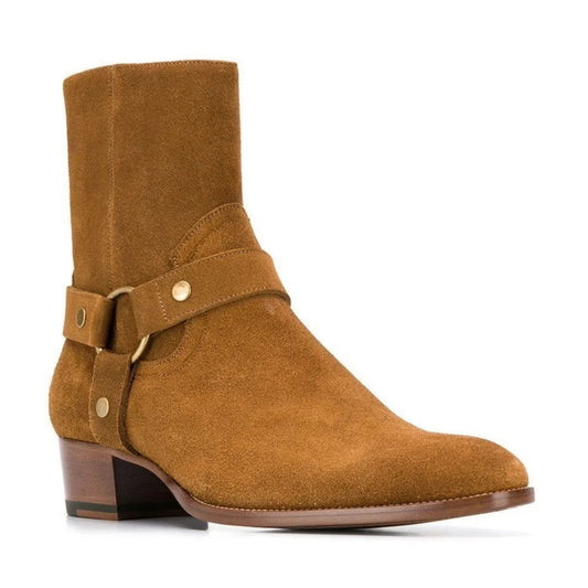 noirtide Bespoke Brown Suede Men Ankle Boots