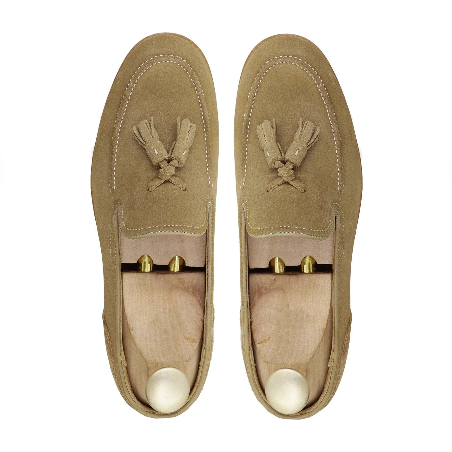 Noirtide Bespoke Men's Suede Camel Leather Tussel Loafer