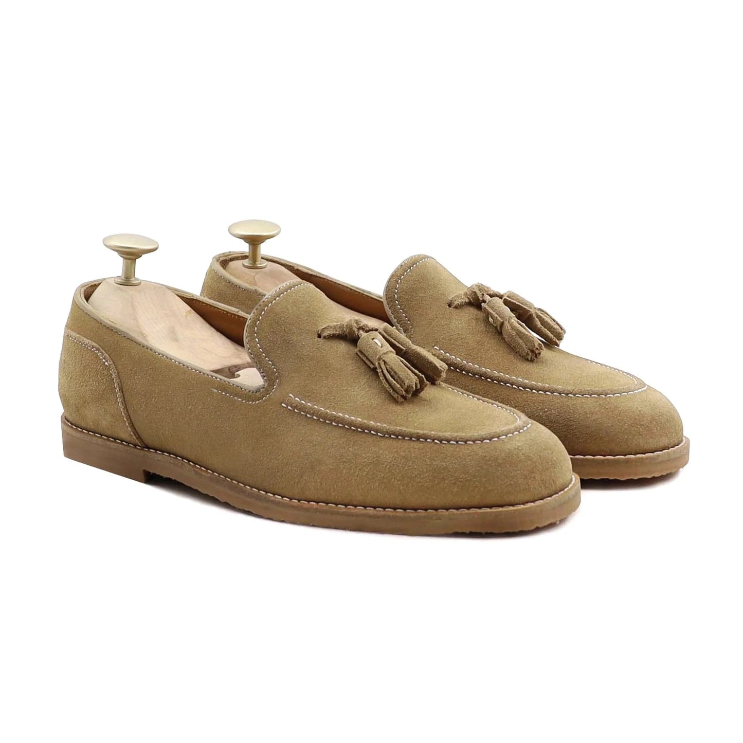 Noirtide Bespoke Men's Suede Camel Leather Tussel Loafer