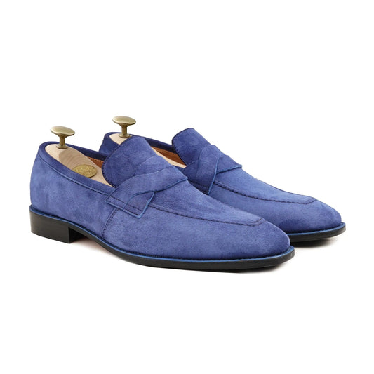 Noirtide Bespoke Men's Suede Leather Blue Loafer