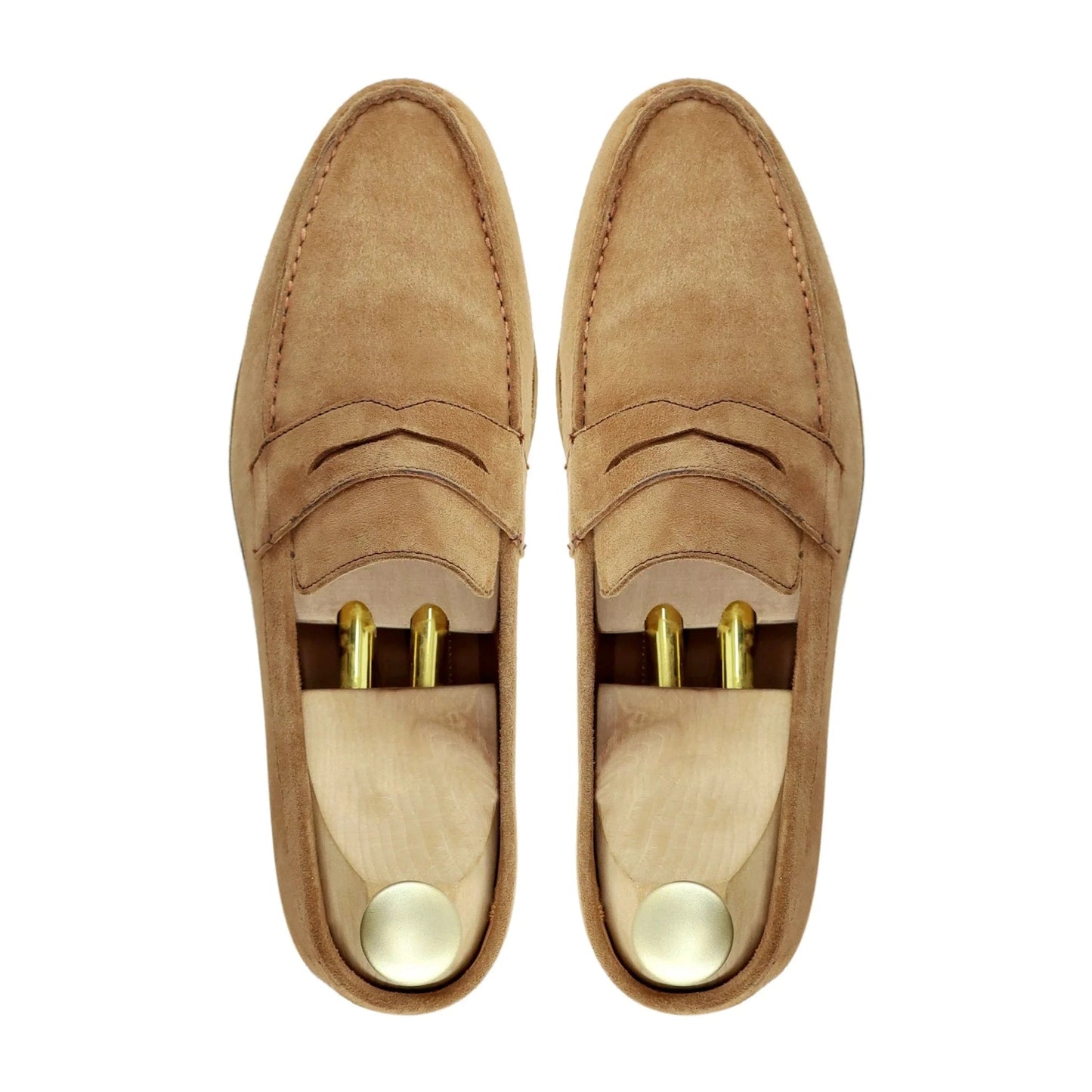 Noirtide Bespoke Men's Suede Leather Camel Penny Loafer