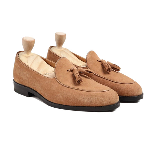 Noirtide Bespoke Tan Suede Tassel Loafers For Men