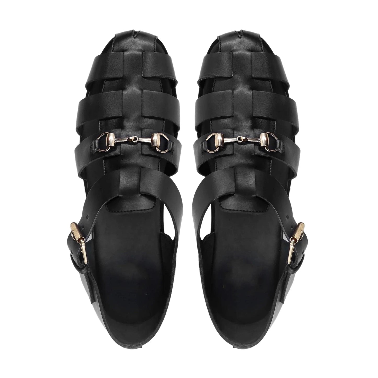 Noirtide Black Calf Leather Men Sandal