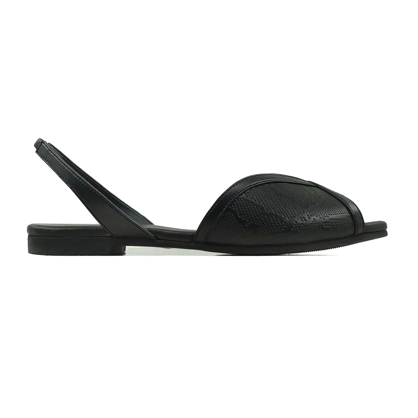 Noirtide Black Python Leather Sandal for Women