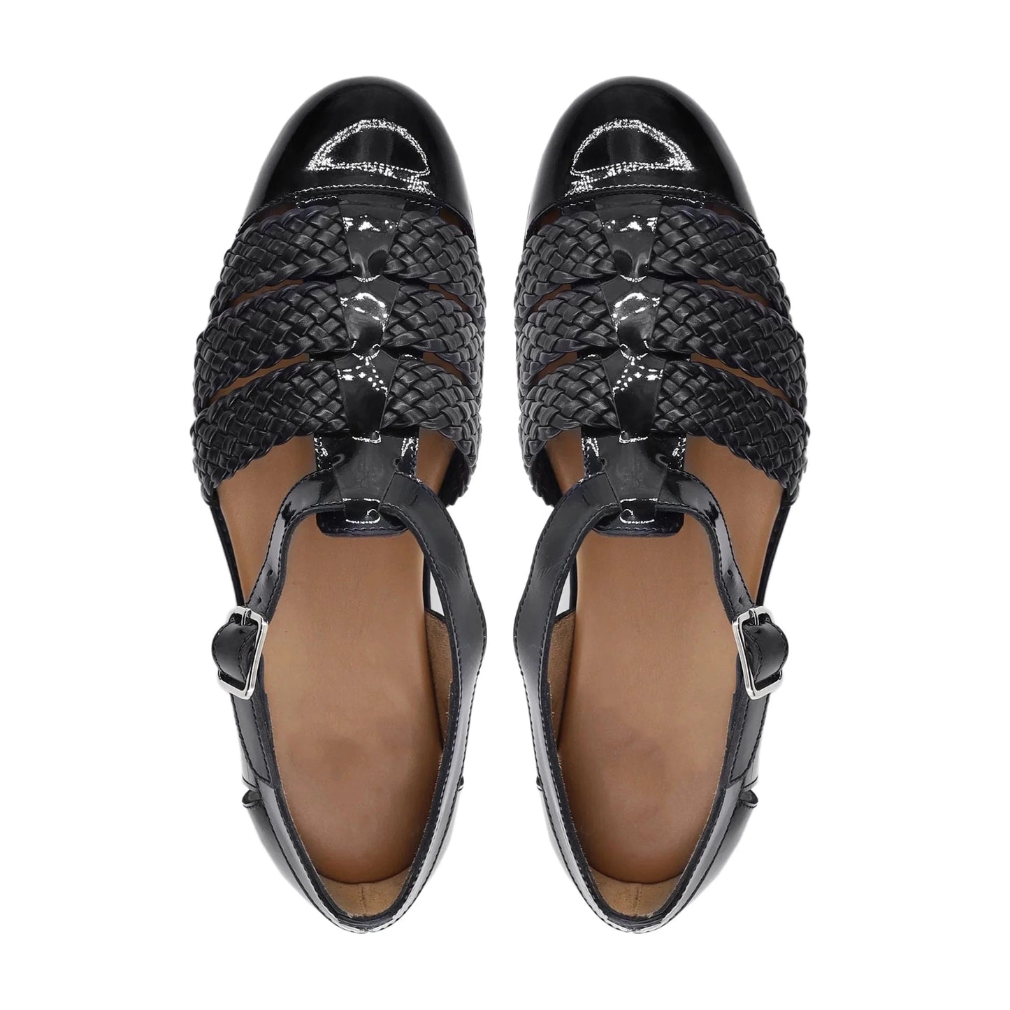 Noirtide Black Woven Calf & Patent Leather Men Sandal