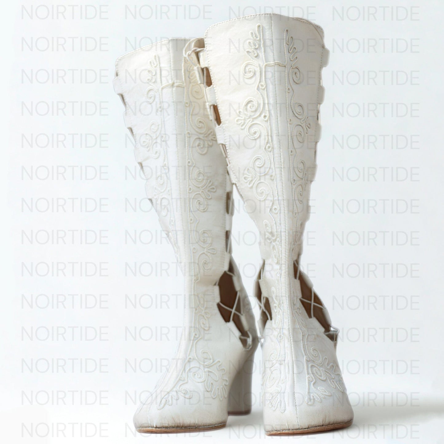 noirtide Custom-Made 60s & 70s Gogo Gladiator Embroidered Boots