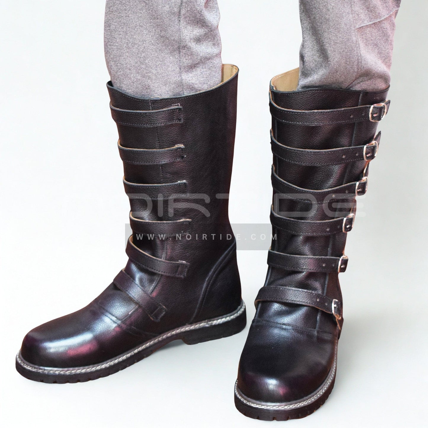 noirtide Custom-Made Multi-Buckle Knee High Renaissance Boots