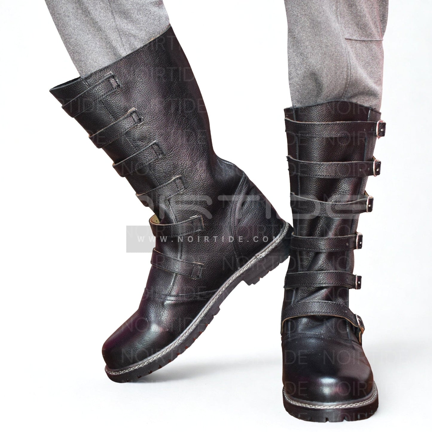 noirtide Custom-Made Multi-Buckle Knee High Renaissance Boots