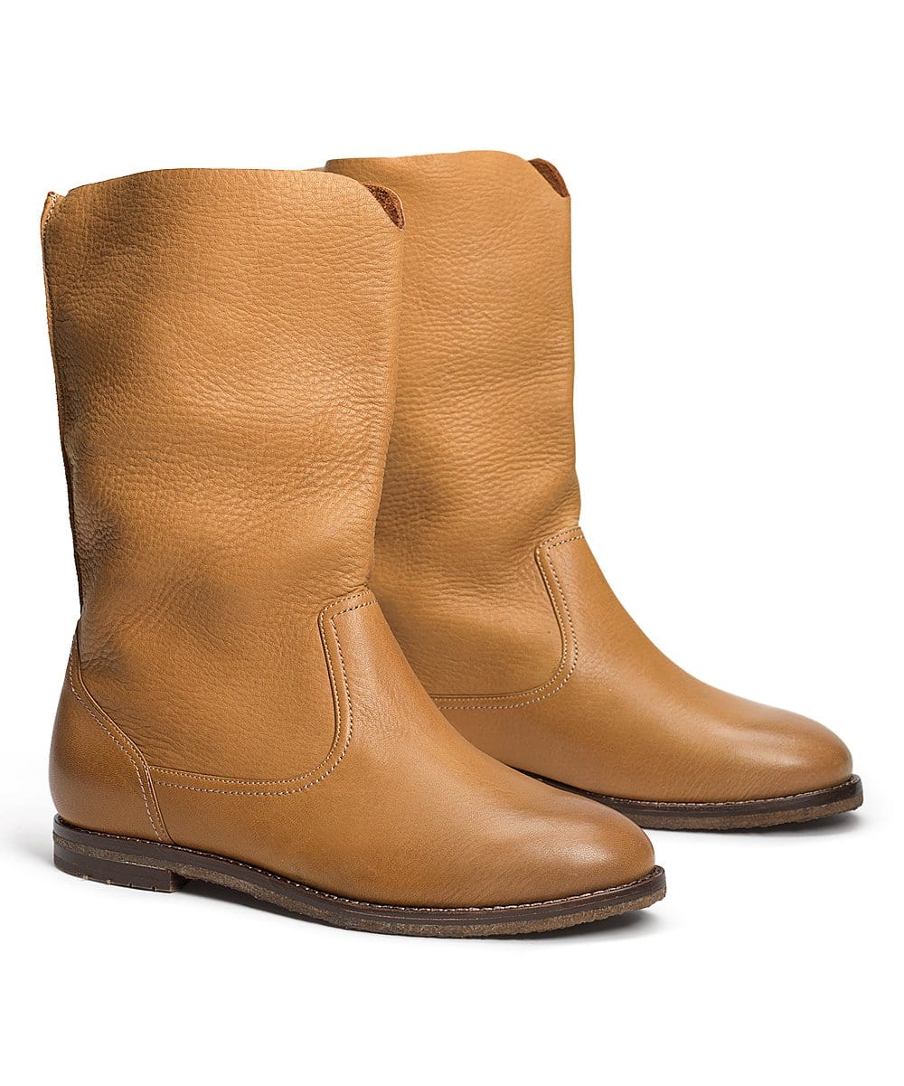 noirtide Customisable Pebble Grain Leather Tan Women Ava Boots