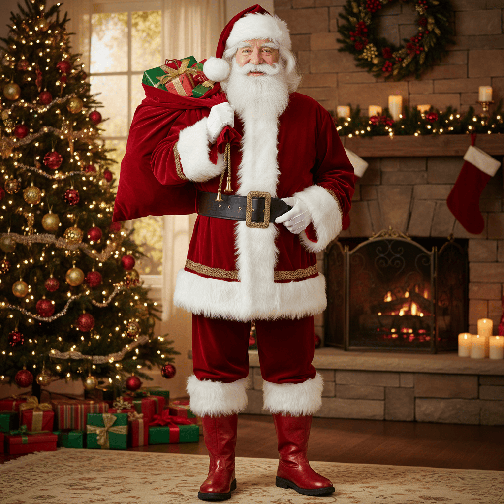 noirtide Customize Santa Claus Red Boots with Detachable Fur