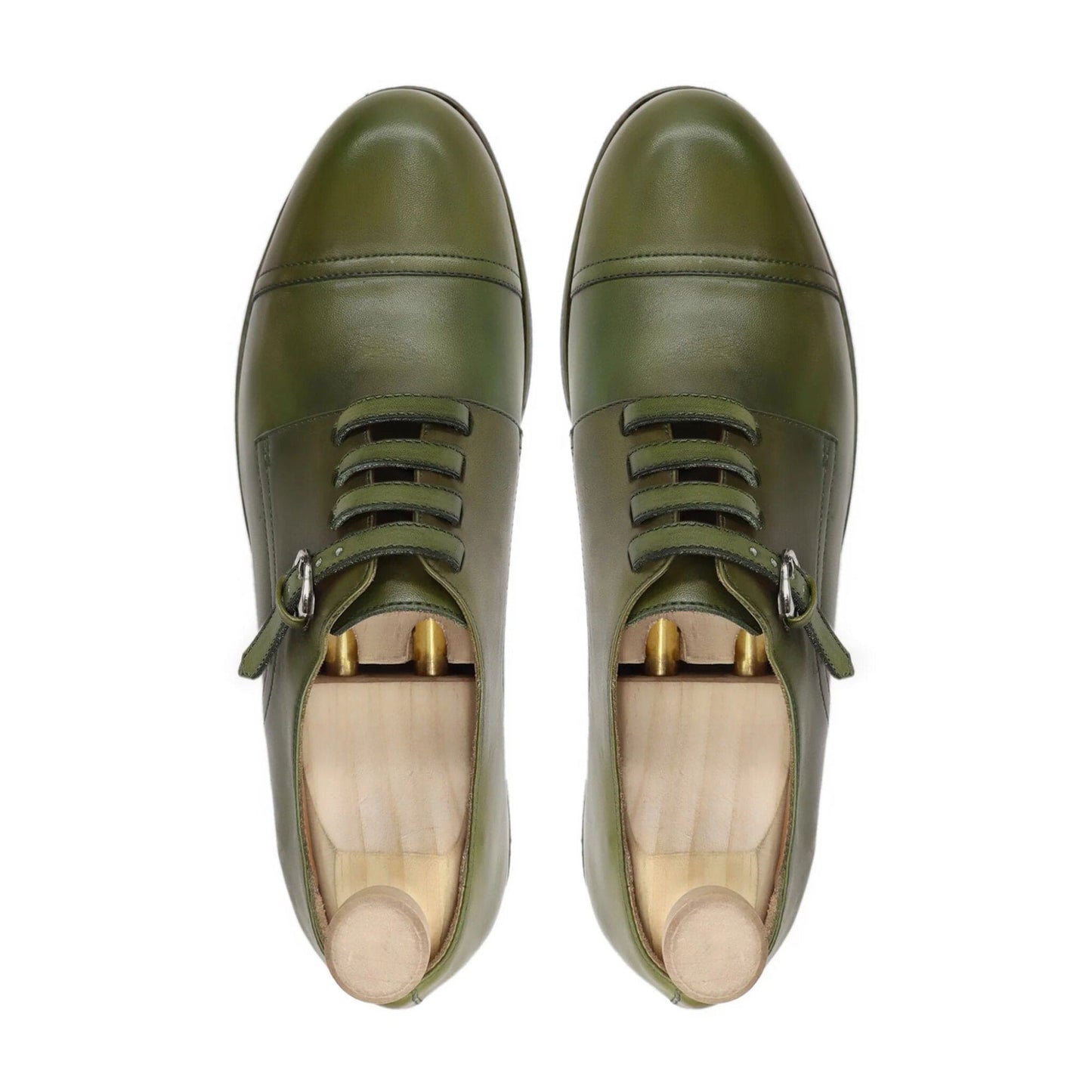 noirtide Handmade, Custom Calf Leather Olive Green Men Oxford Shoes