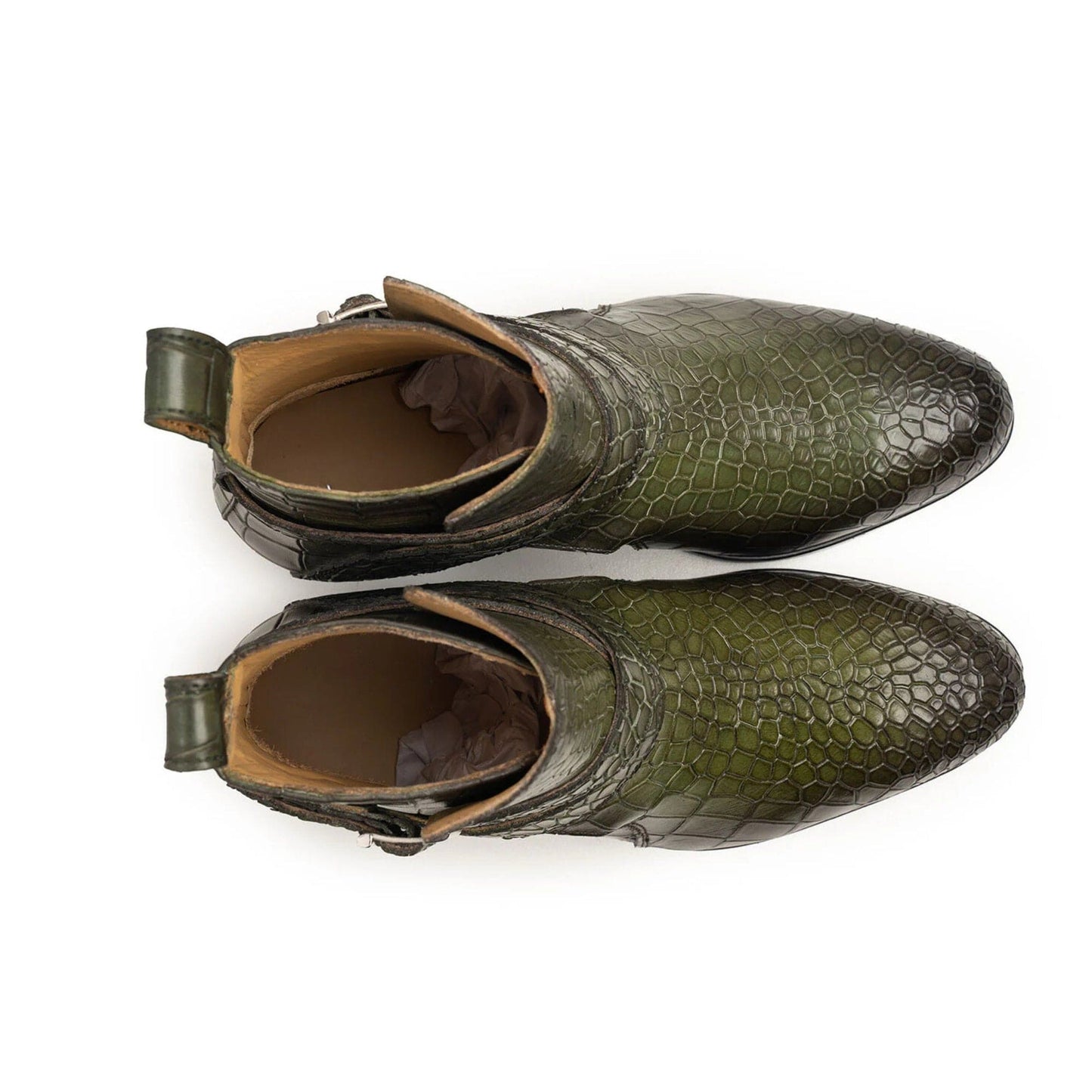 noirtide Handmade, Custom Crocodile Pattern Leather Men Green Jodhpur Boots, Horse Riding Boots