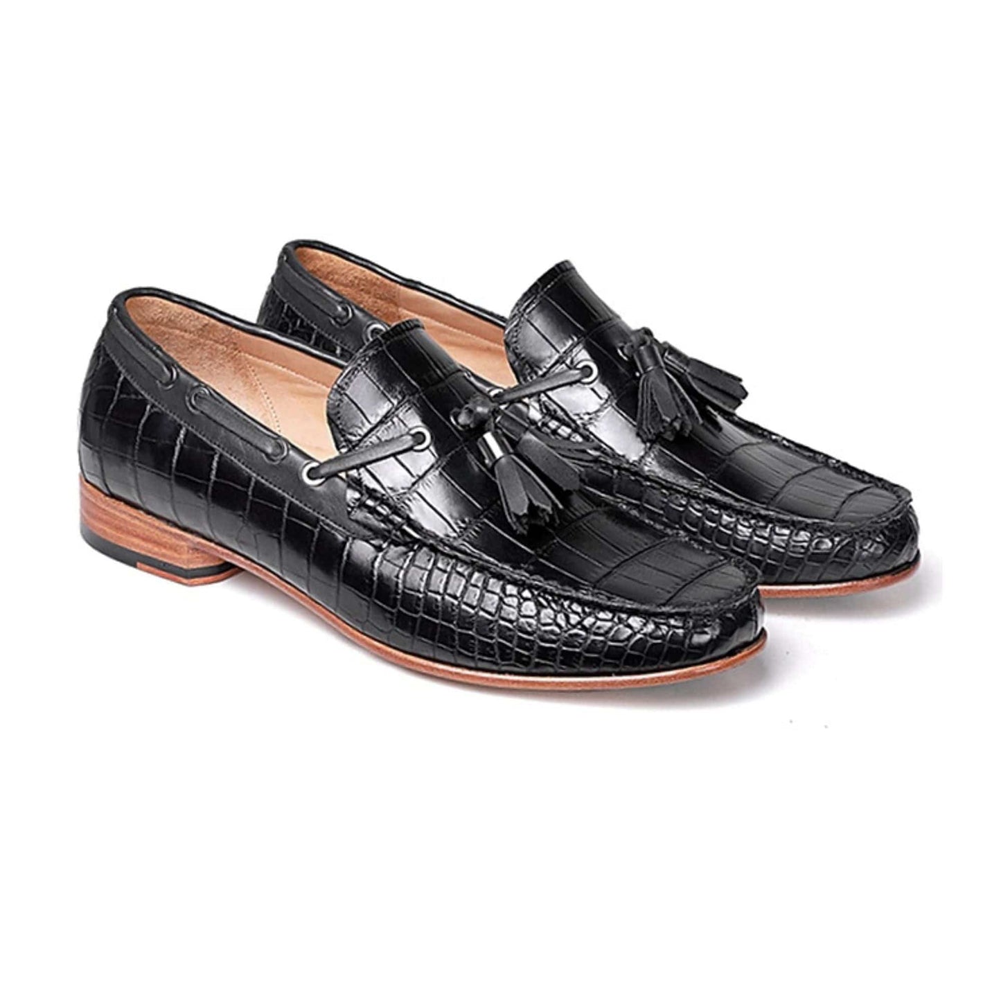 noirtide Handmade, Custom Crocodile Pattern Men Leather Loafer
