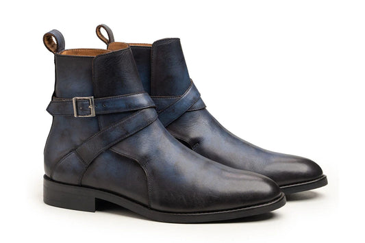 noirtide Handmade, Custom Leather Men Blue Jodhpur Boots, Horse Riding Boots
