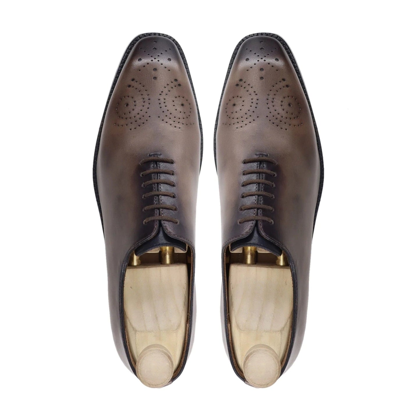 noirtide Handmade, Custom Leather Men Brown Wholecut Shoes