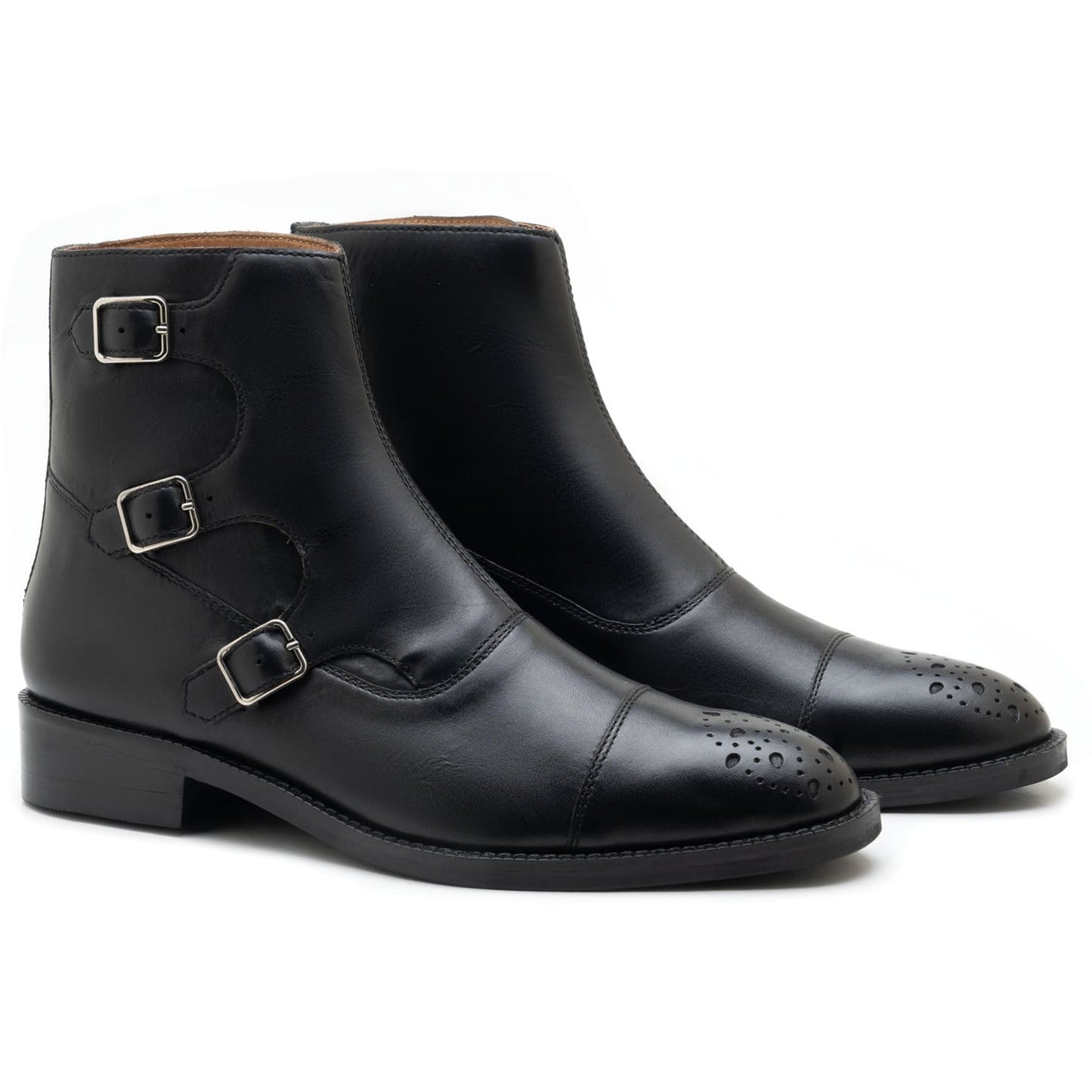 noirtide Handmade Custom Leather Monk strap Boots For Men