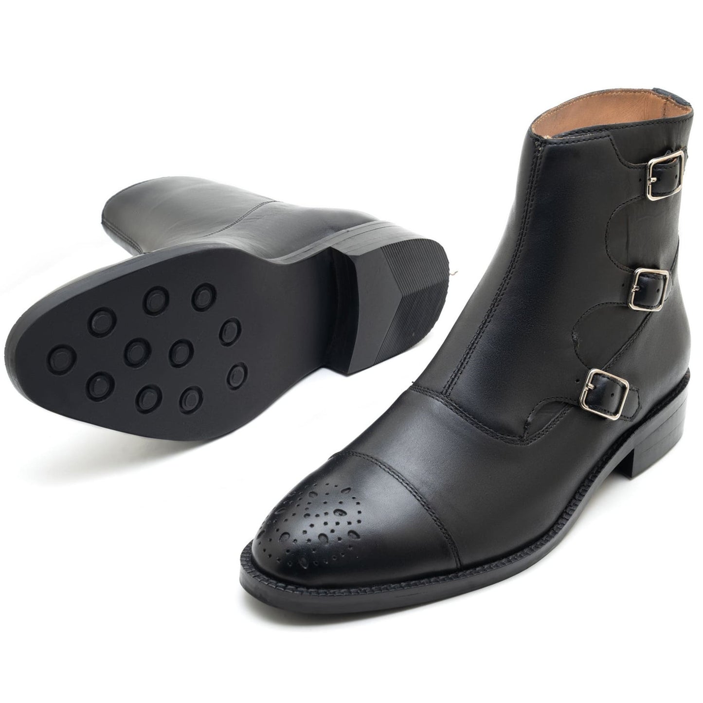 noirtide Handmade Custom Leather Monk strap Boots For Men