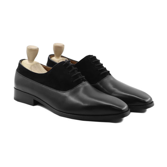 noirtide Handmade, Custom Men's Black Calf and Kid Suede Oxford
