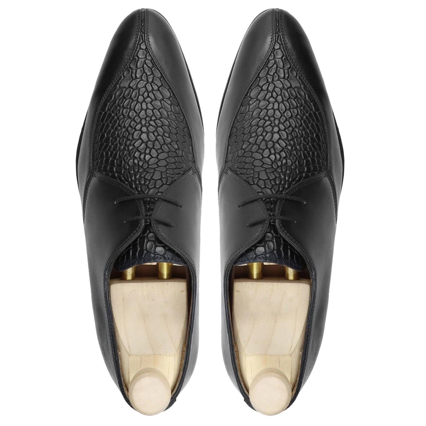 noirtide Handmade, Custom Men's Black Calf Leather Derby Shoe