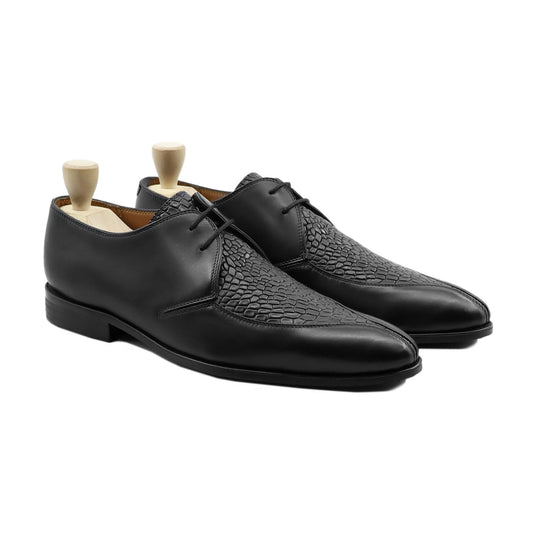 noirtide Handmade, Custom Men's Black Calf Leather Derby Shoe