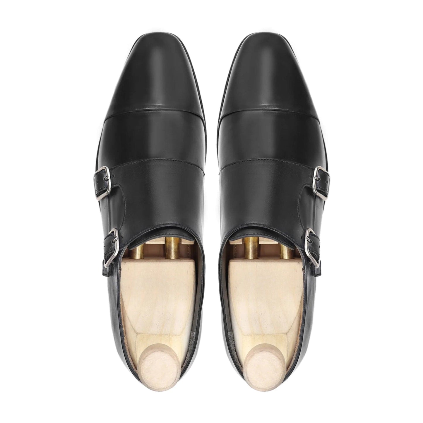 noirtide Handmade Custom Men's Black Calf Leather Double Monkstrap Shoes