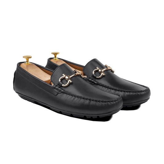 noirtide Handmade, Custom Men's Black Calf Leather Loafer