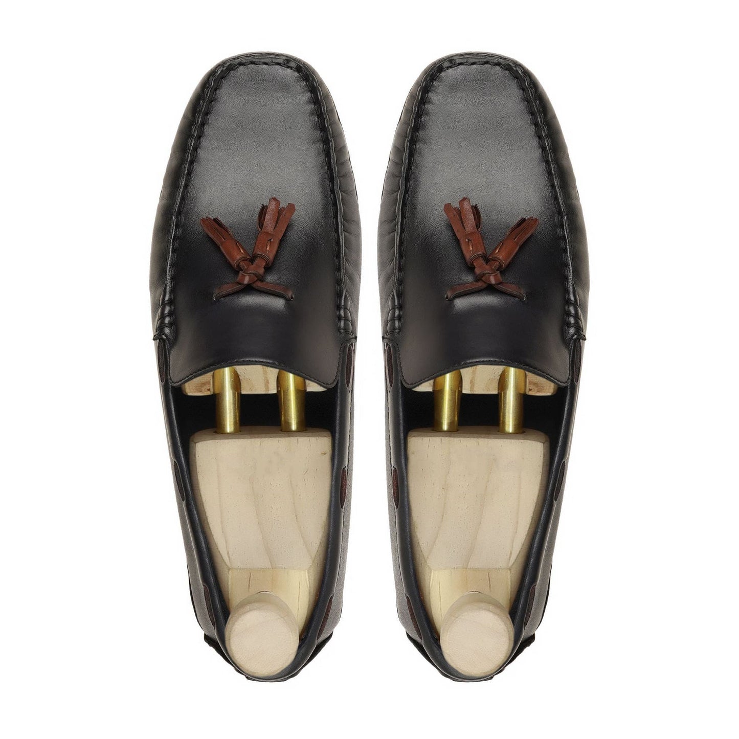 noirtide Handmade, Custom Men's Black Calf Leather Loafer Shoe