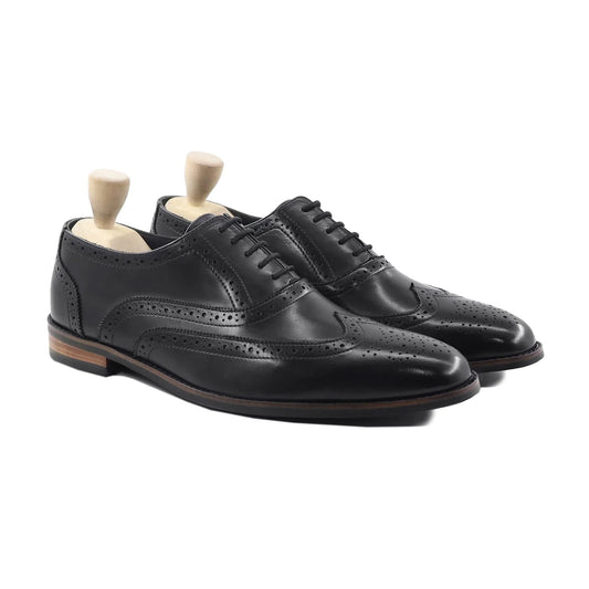 noirtide Handmade, Custom Men's Black Calf Leather Oxford Shoe