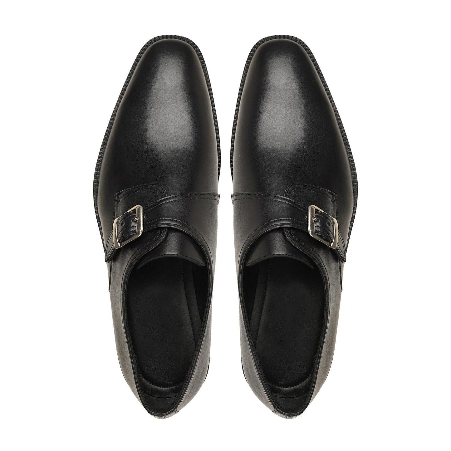 noirtide Handmade Custom Men's Black Calf Leather Single Monkstrap