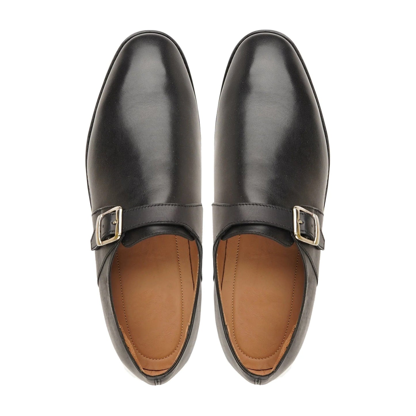 noirtide Handmade Custom Men's Black Calf Leather Single Monkstrap Shoes