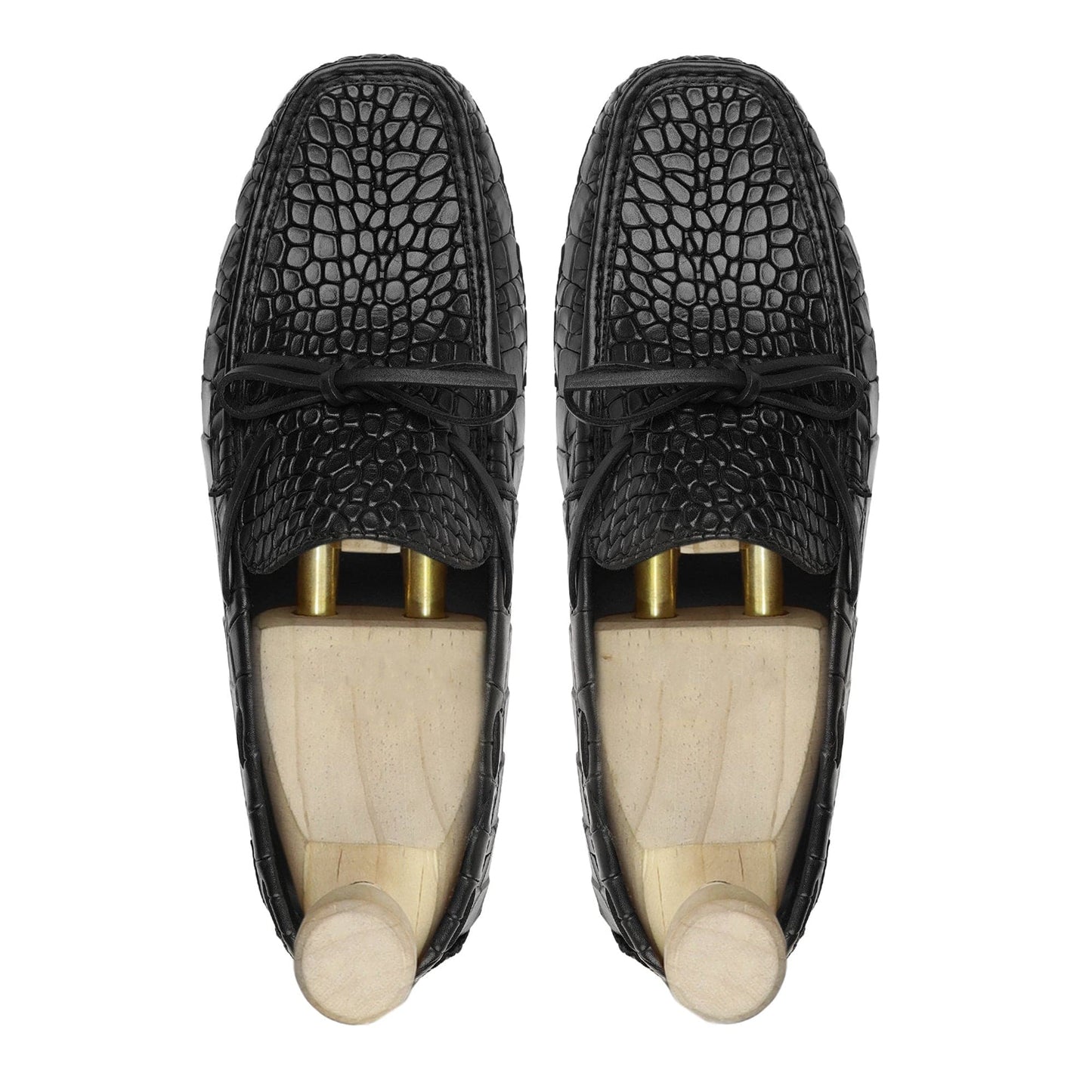 noirtide Handmade, Custom Men's Black Crocodile Leather Loafer Shoe