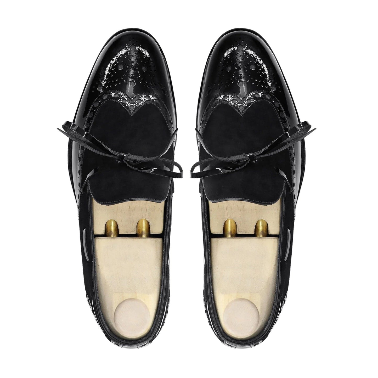 noirtide Handmade, Custom Men's Black Patent Leather and Kid Suede Loafer