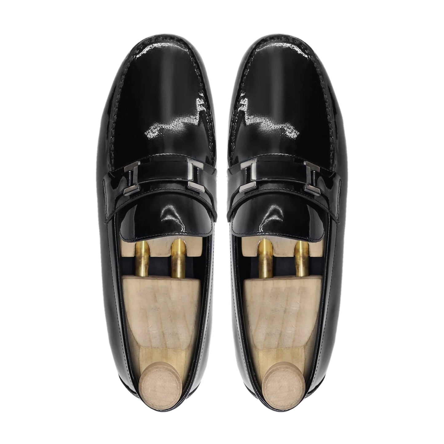 noirtide Men Loafers Handmade, Custom Men's Black Patent Leather Loafer