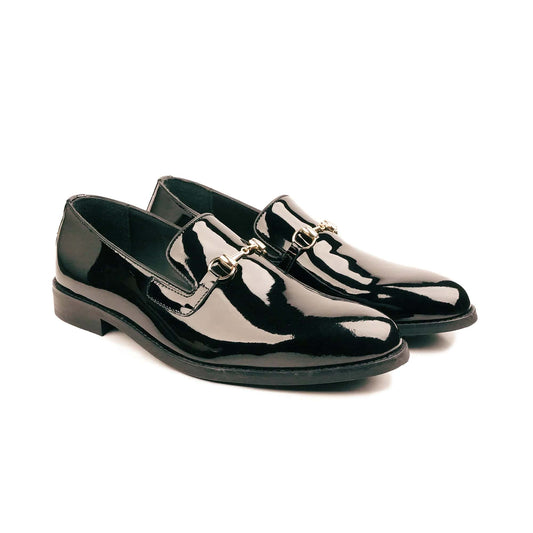 noirtide Handmade, Custom Men's Black Patent Leather Loafer