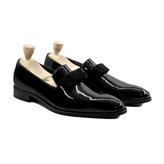 noirtide Handmade, Custom Men's Black Patent Leather Loafer