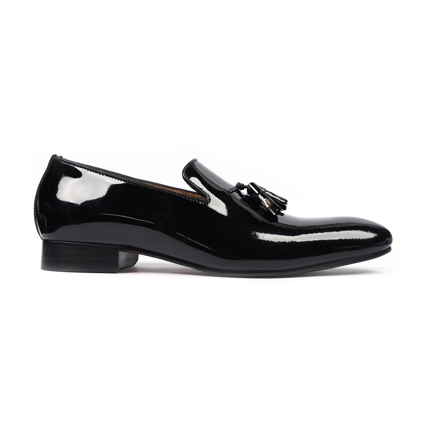 noirtide Men Loafers US 4.5 / Leather Handmade, Custom Men's Black Patent Leather Loafer