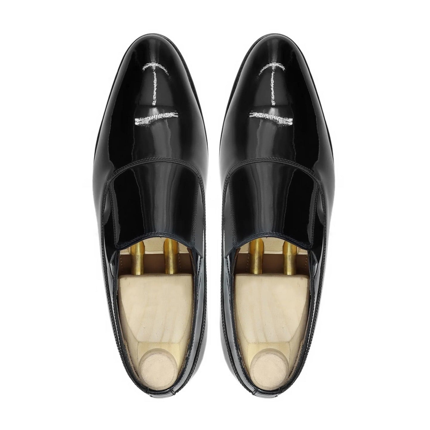 noirtide Men Loafers Handmade, Custom Men's Black Patent Leather Loafer
