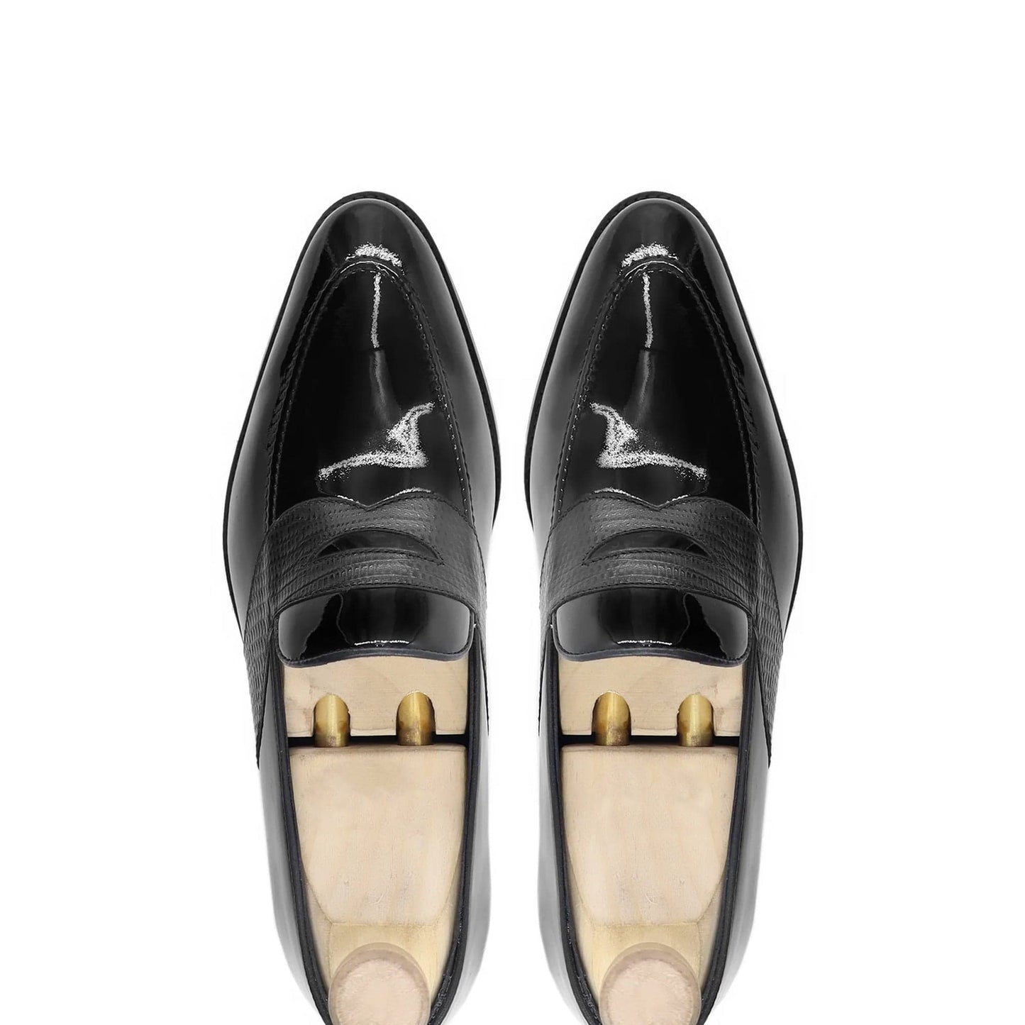 noirtide Men Loafers Handmade, Custom Men's Black Patent Leather Loafer