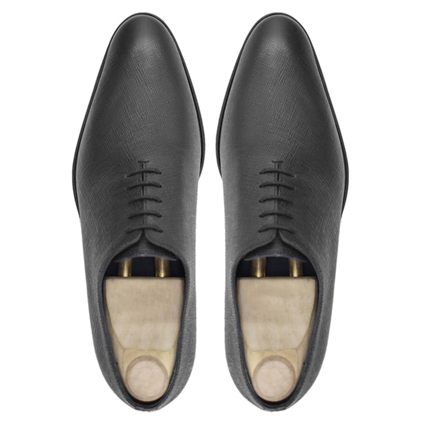 noirtide Handmade, Custom Men's Black Pebble Grain Leather Wholecut Shoe