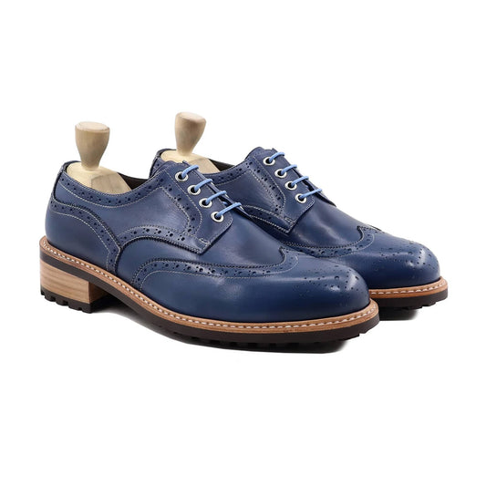 noirtide Handmade, Custom Men's Blue Calf Leather Derby Shoe