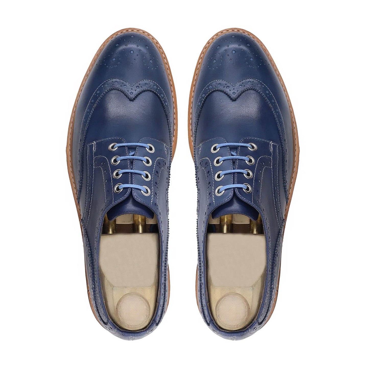 noirtide Handmade, Custom Men's Blue Calf Leather Derby Shoe