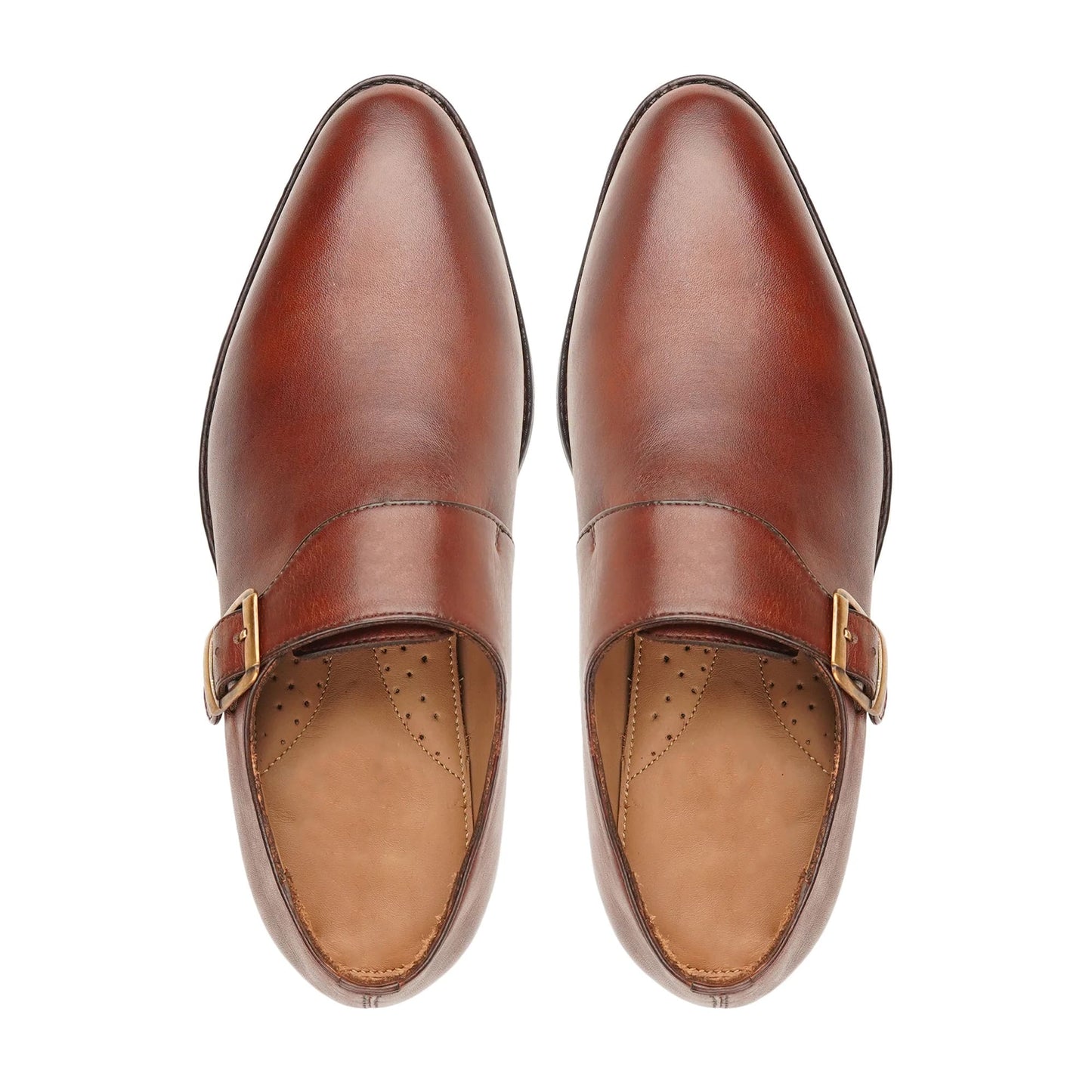 noirtide Handmade Custom Men's Brown Calf Leather Single Monkstrap