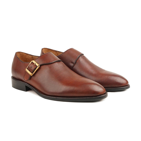 noirtide Handmade Custom Men's Brown Calf Leather Single Monkstrap