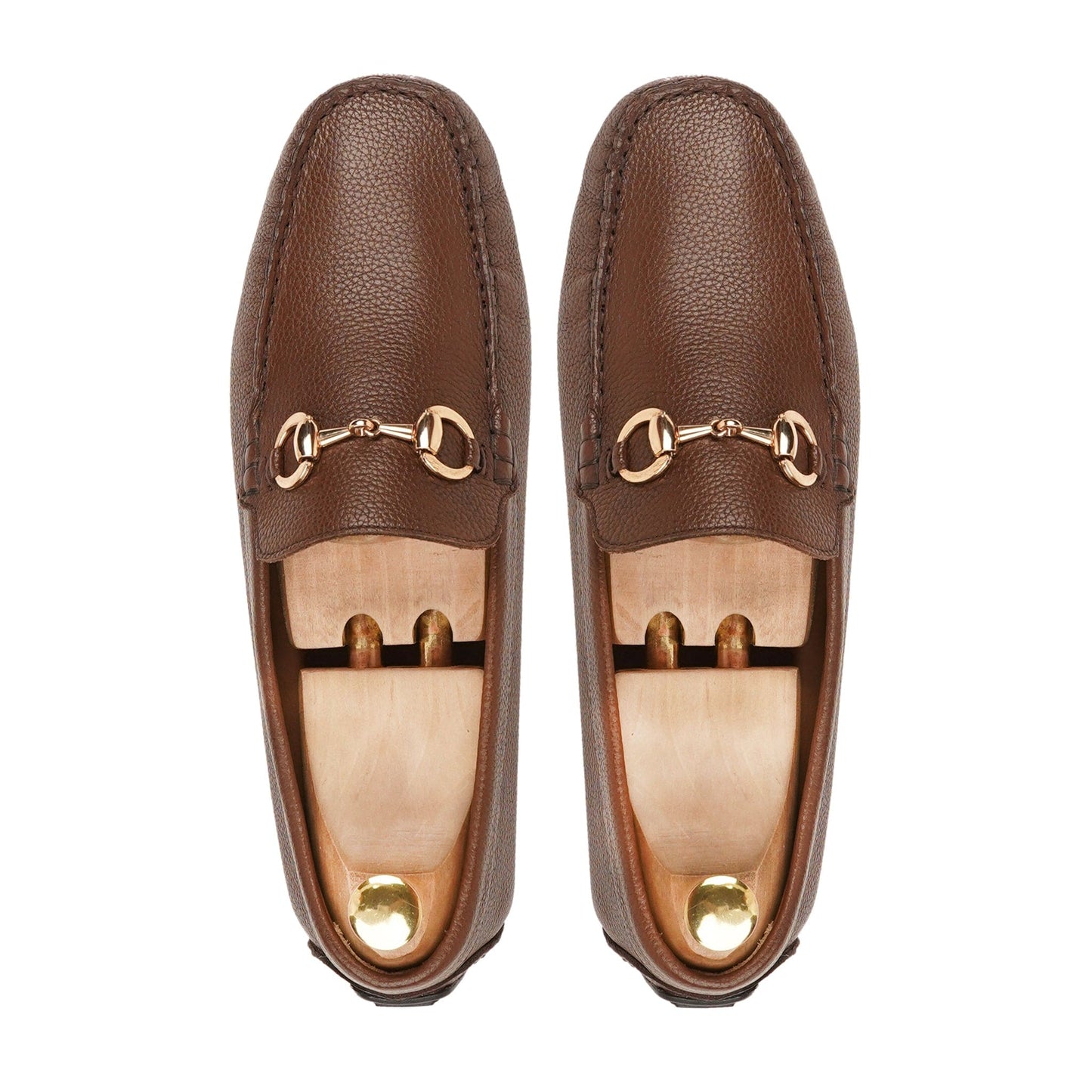 noirtide Handmade, Custom Men's Brown Pebble Grain Leather Loafer Shoe