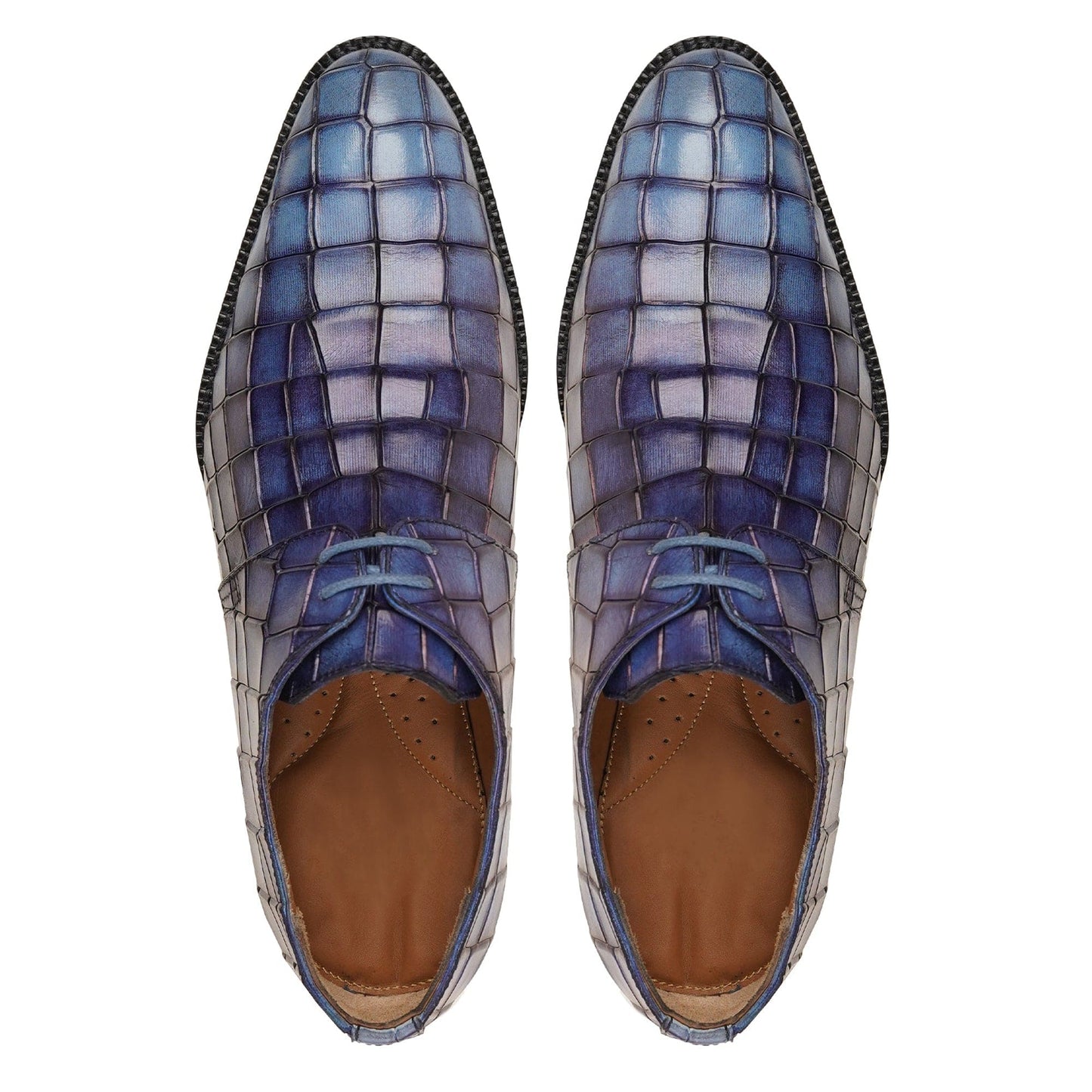 noirtide Handmade, Custom Men's Burnished Blue Calf Leather Derby Shoe