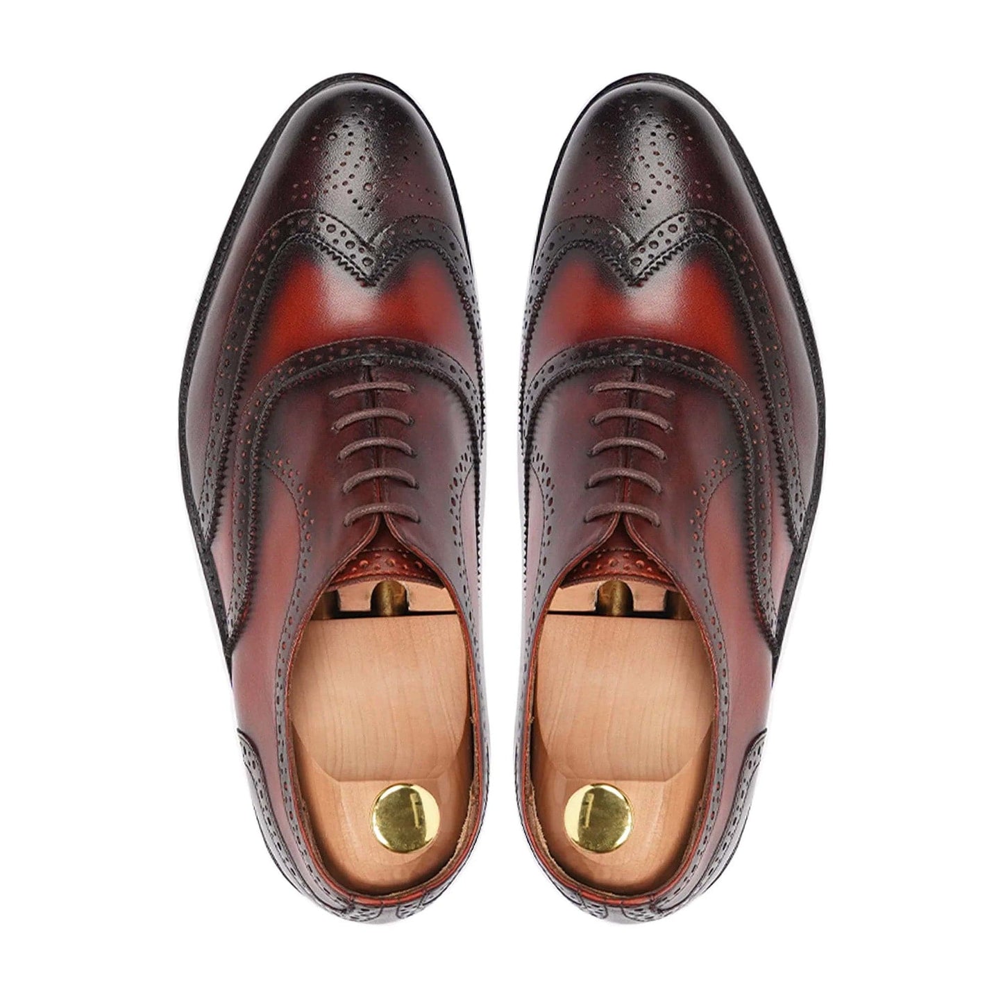 noirtide Handmade, Custom Men's Burnished Oxblood Calf Leather Oxford Shoes