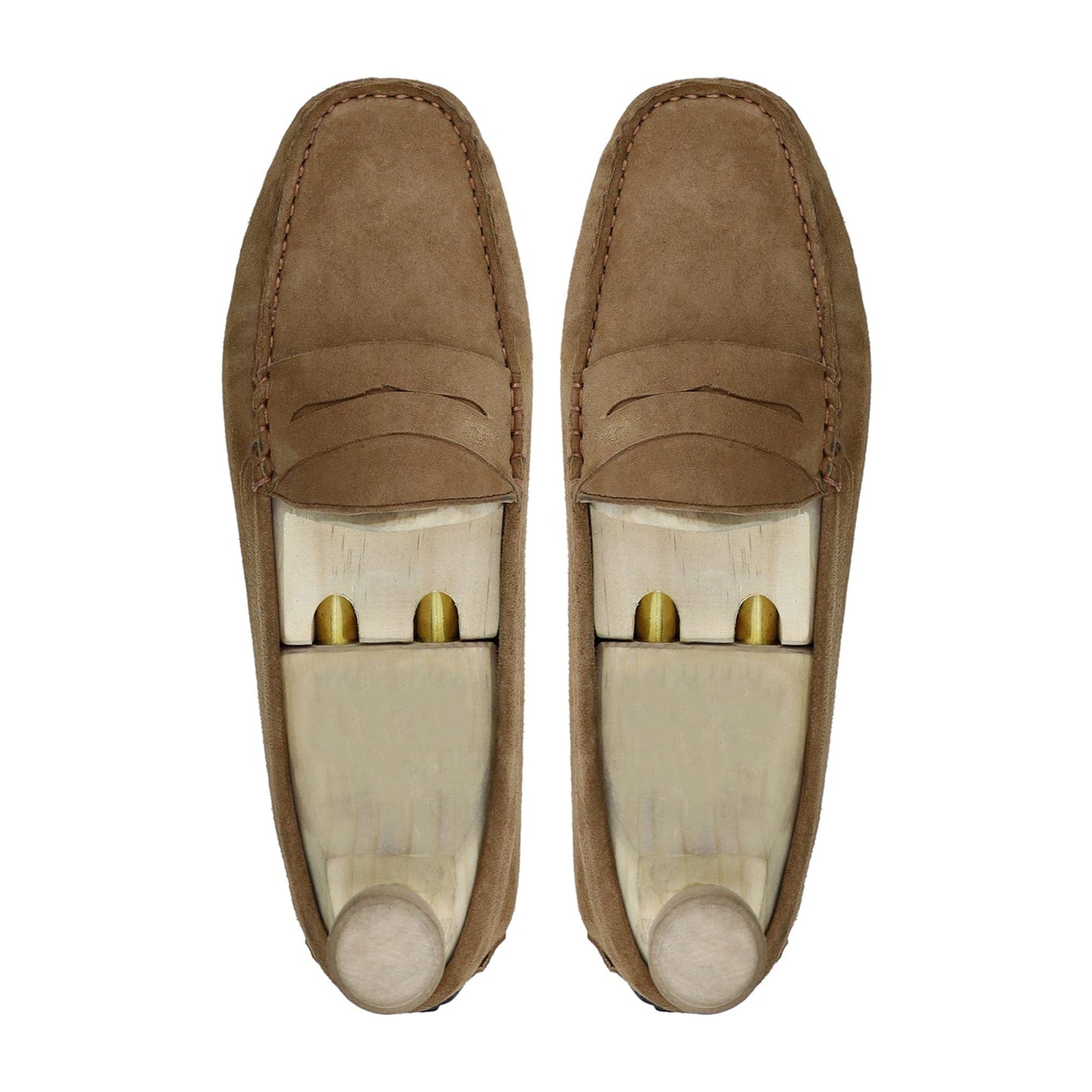 noirtide Handmade, Custom Men's Camel Kid Suede Loafer Shoe