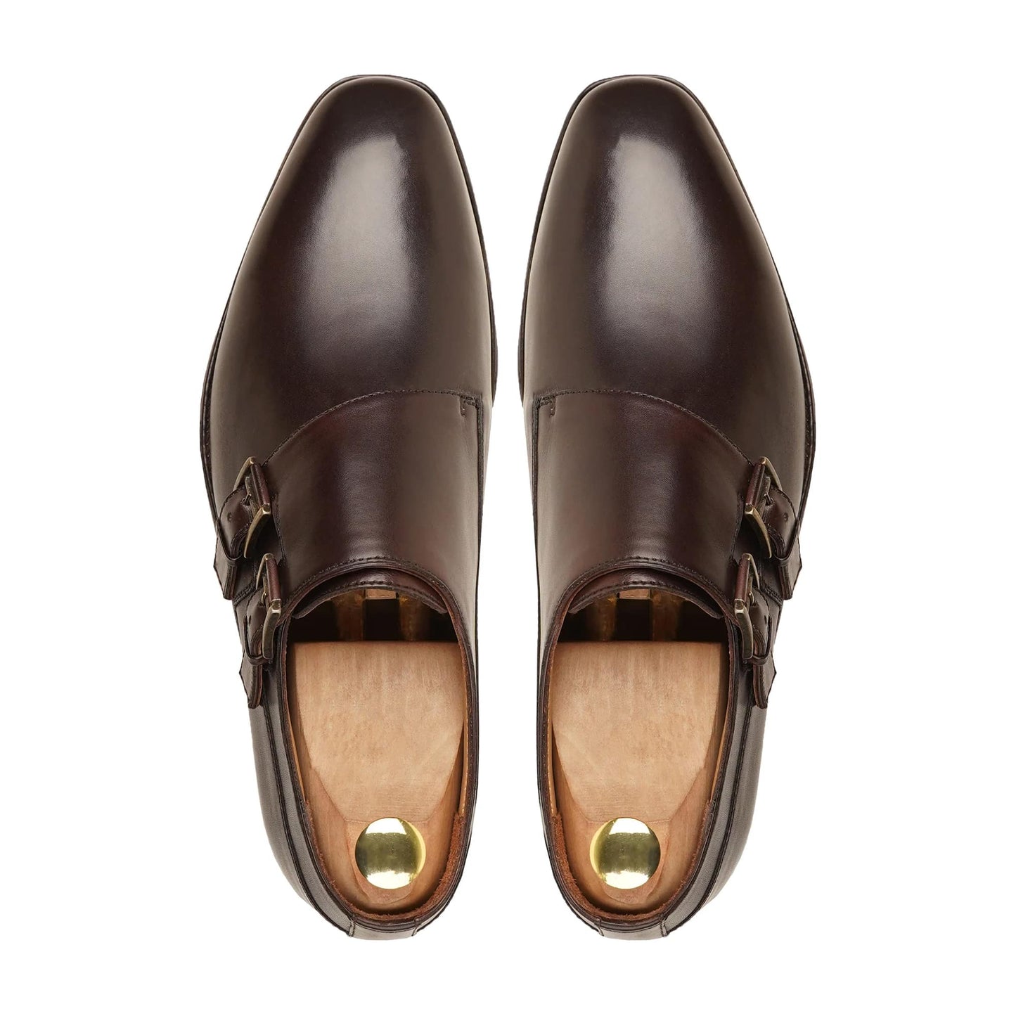 noirtide Handmade Custom Men's Dark Brown Calf Leather Double Monkstrap