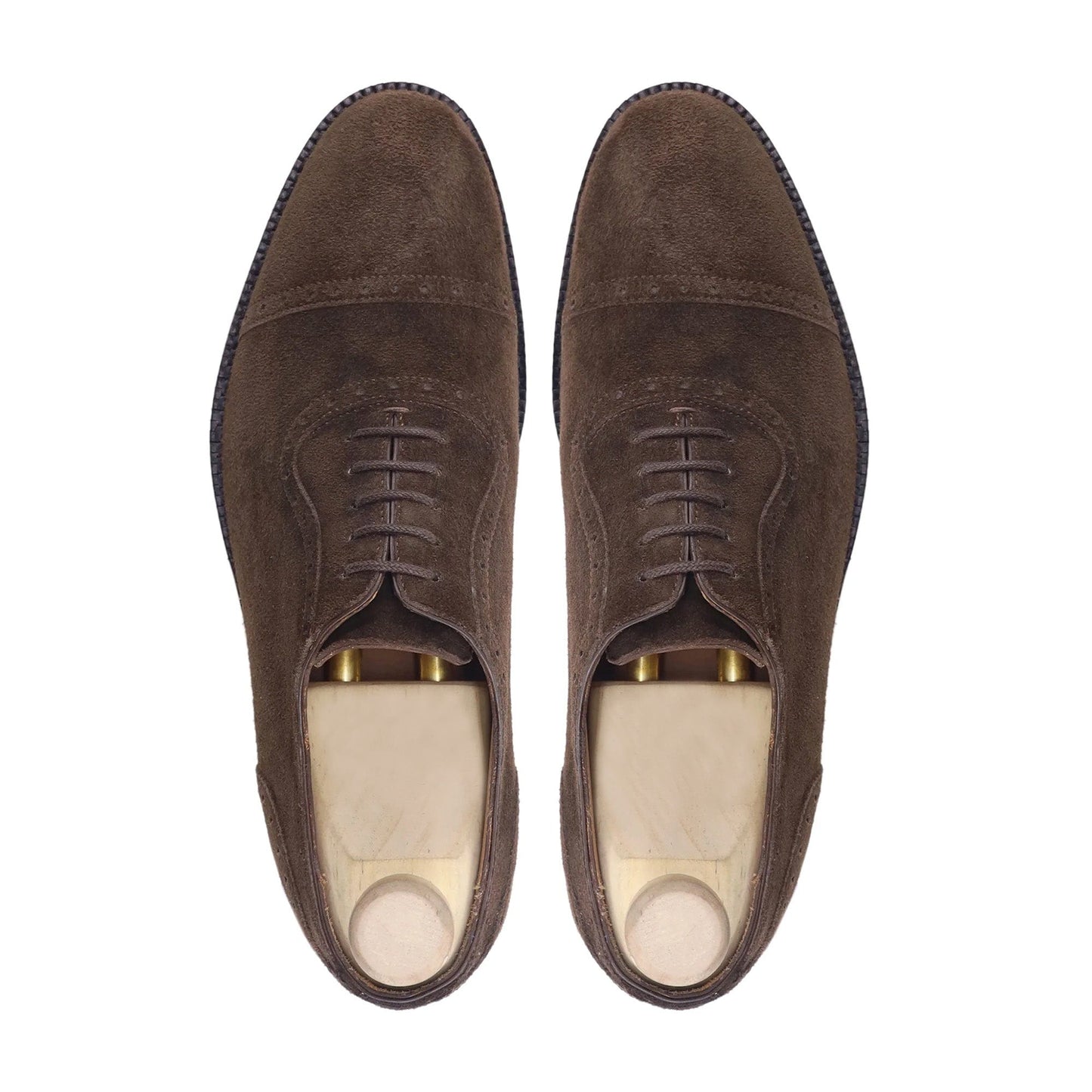 noirtide Handmade, Custom Men's Dark Brown Kid Suede Oxford Shoe